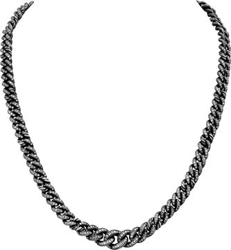 David Yurman pave diamond link necklace in black rhodium plated sterling silver Necklace Collection