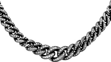 David Yurman pave diamond link necklace in black rhodium plated sterling silver