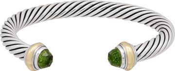 David Yurman Peridot cable cuff bracelet in sterling silver and 14k gold Bracelet Collection
