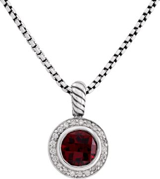David Yurman Petit Albion garnet and diamonds pendant on chain David Yurman Petit Albion garnet and diamonds pendant on chain