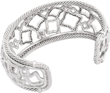 David Yurman Quatrefoil diamond and sterling silver bangle