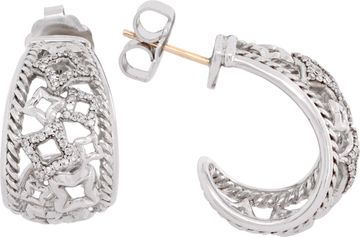 David Yurman Quatrefoil earrings in sterling silver with diamonds