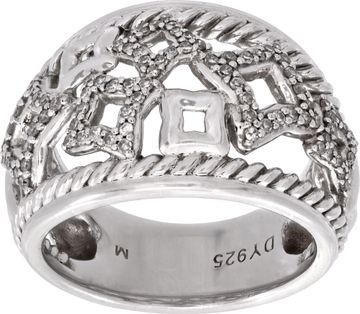 David Yurman Quatrefoil ring in sterling silver with diamonds