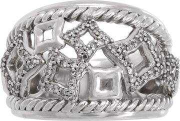 David Yurman Quatrefoil ring in sterling silver with diamonds