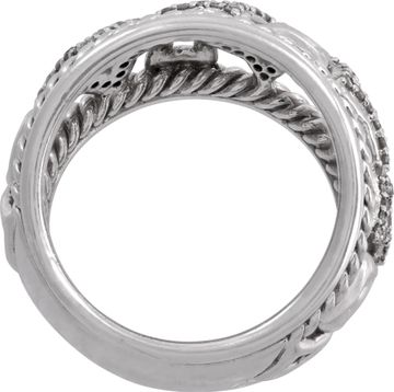 David Yurman Quatrefoil ring in sterling silver with diamonds