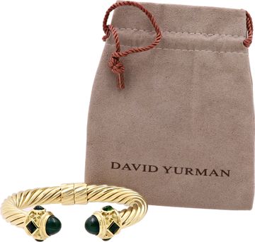 David Yurman Renaissance bracelet in 18k yellow gold green malachite
