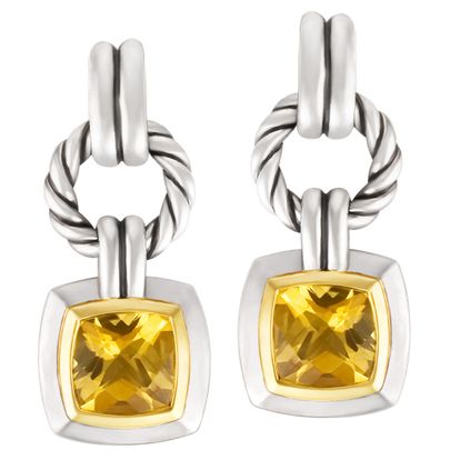 David Yurman Renaissance Drop Earrings with Citrine and Gold