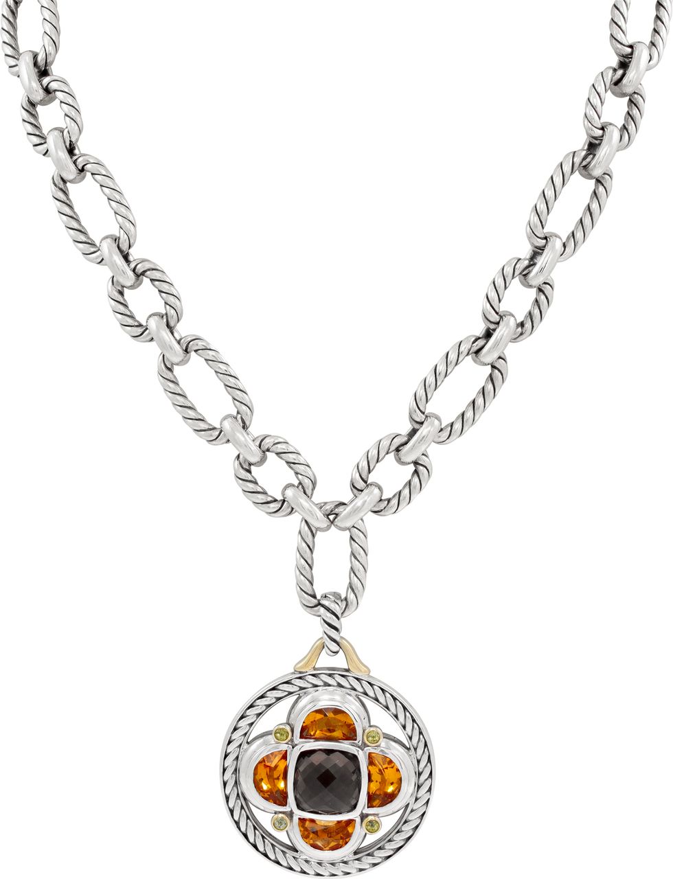 David Yurman Renaissance smoky Quartz Citrine Pendant Gray Sons