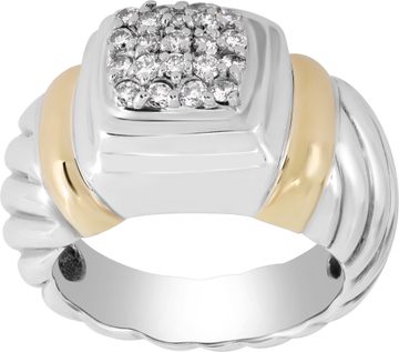 David Yurman ring in 18k yellow gold & Sterling silver with pave diamonds