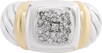 David Yurman ring in 18k yellow gold & Sterling silver with pave diamonds