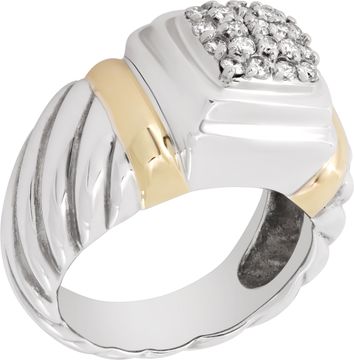 David Yurman ring in 18k yellow gold & Sterling silver with pave diamonds