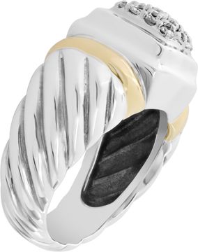 David Yurman ring in 18k yellow gold & Sterling silver with pave diamonds