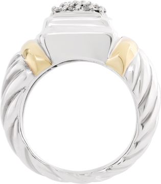 David Yurman ring in 18k yellow gold & Sterling silver with pave diamonds
