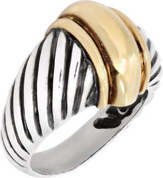 David Yurman "Shrimp" Dome Design ring in 14k yellow gold and sterling silver