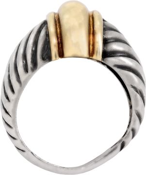 David Yurman "Shrimp" Dome Design ring in 14k yellow gold and sterling silver