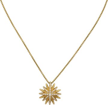 David Yurman Starburst Pendant Necklace in 18k yellow gold with diamonds