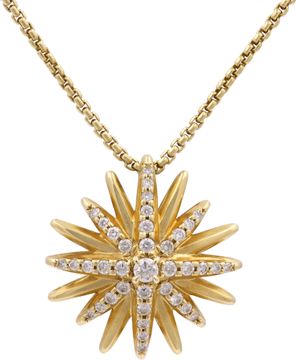 David Yurman Starburst Pendant Necklace in 18k yellow gold with diamonds Necklace Collection