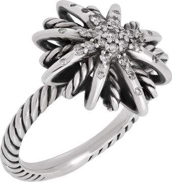 David Yurman Starburst Ring in sterling silver with diamonds