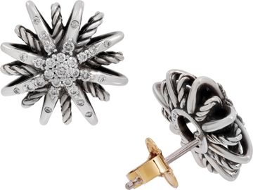 David Yurman Starburst Sterling Silver diamond earrings