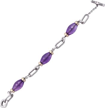 David Yurman sterling silver and amethyst beads Figaro bracelet