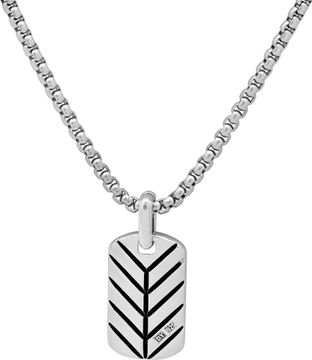 David Yurman Sterling Silver Box Chain Necklace with Diamond Pendant