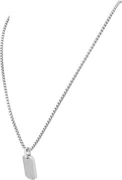 David Yurman Sterling Silver Box Chain Necklace with Diamond Pendant