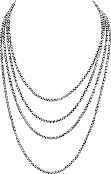 David Yurman sterling silver boxchain necklace with 14k gold accents, 6 ft long