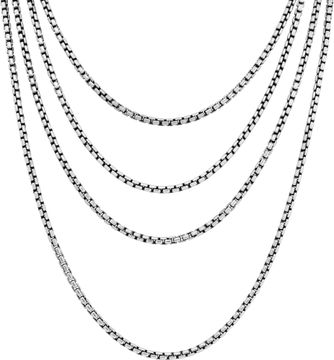 David Yurman sterling silver boxchain necklace with 14k gold accents, 6 ft long
