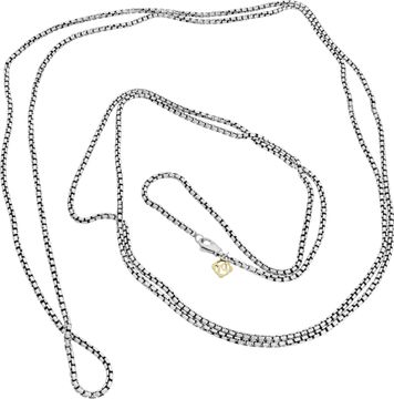David Yurman sterling silver boxchain necklace with 14k gold accents, 6 ft long