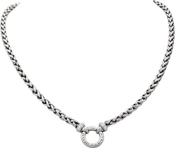 David Yurman Sterling Silver Single Wheat Chain Necklace with diamonds and ring circle pendant Necklace Collection
