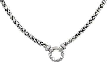 David Yurman Sterling Silver Single Wheat Chain Necklace with diamonds