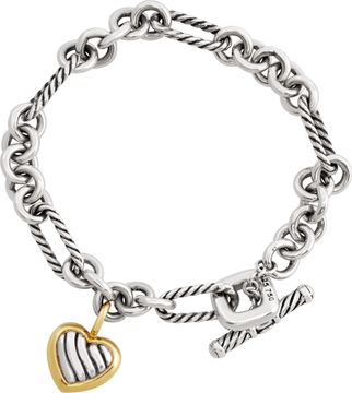 David Yurman Toggle Heart Charm Bracelet sterling silver & 14k yellow gold