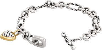 David Yurman Toggle Heart Charm Bracelet sterling silver & 14k yellow gold