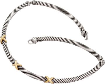 David Yurman Triple X Cable Collar Necklace in sterling silver and 14k yellow gold
