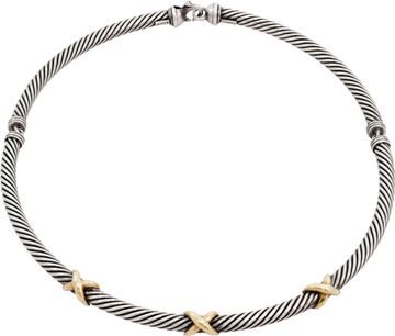 David Yurman Triple X Cable Collar Necklace in sterling silver and 14k yellow gold