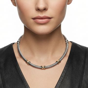 David Yurman Triple X Cable Collar Necklace in sterling silver and 14k yellow gold Necklace Collection