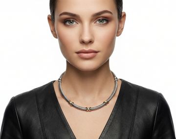David Yurman Triple X Cable Collar Necklace in sterling silver and 14k yellow gold Necklace Collection
