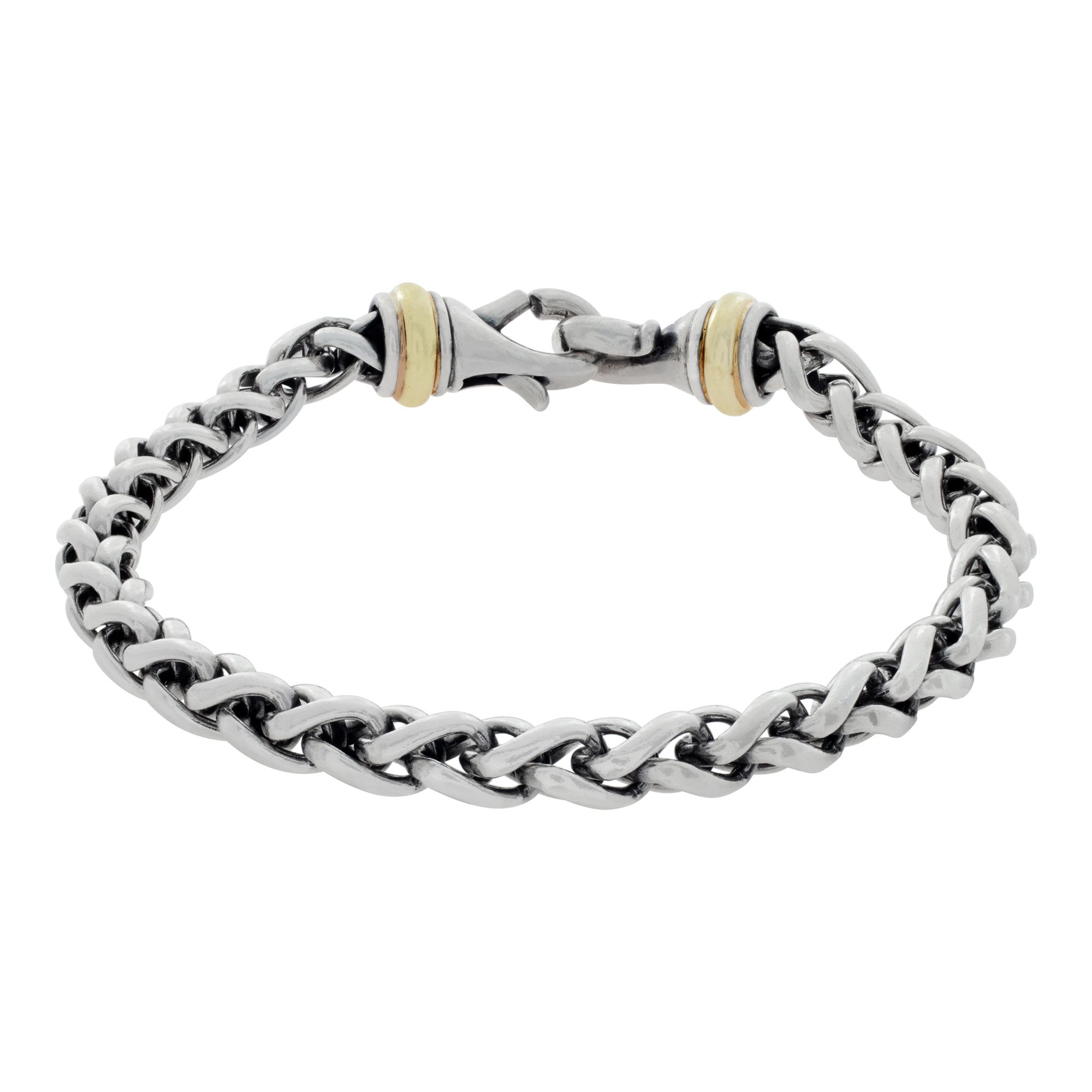 DAVID YURMAN シルバー 925 14金585刻印14号　天然石 DAVID YURMAN 14K YELLOW GOLD STERLING SILVER CABLE BRACELET DY 585
