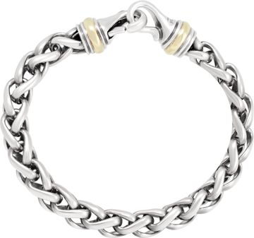 David Yurman Wheat Bracelet in Sterling Silver and 14k Yellow Gold