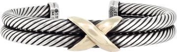 David Yurman X Classic Cable Station Bracelet in sterling silver and 14k yellow gold