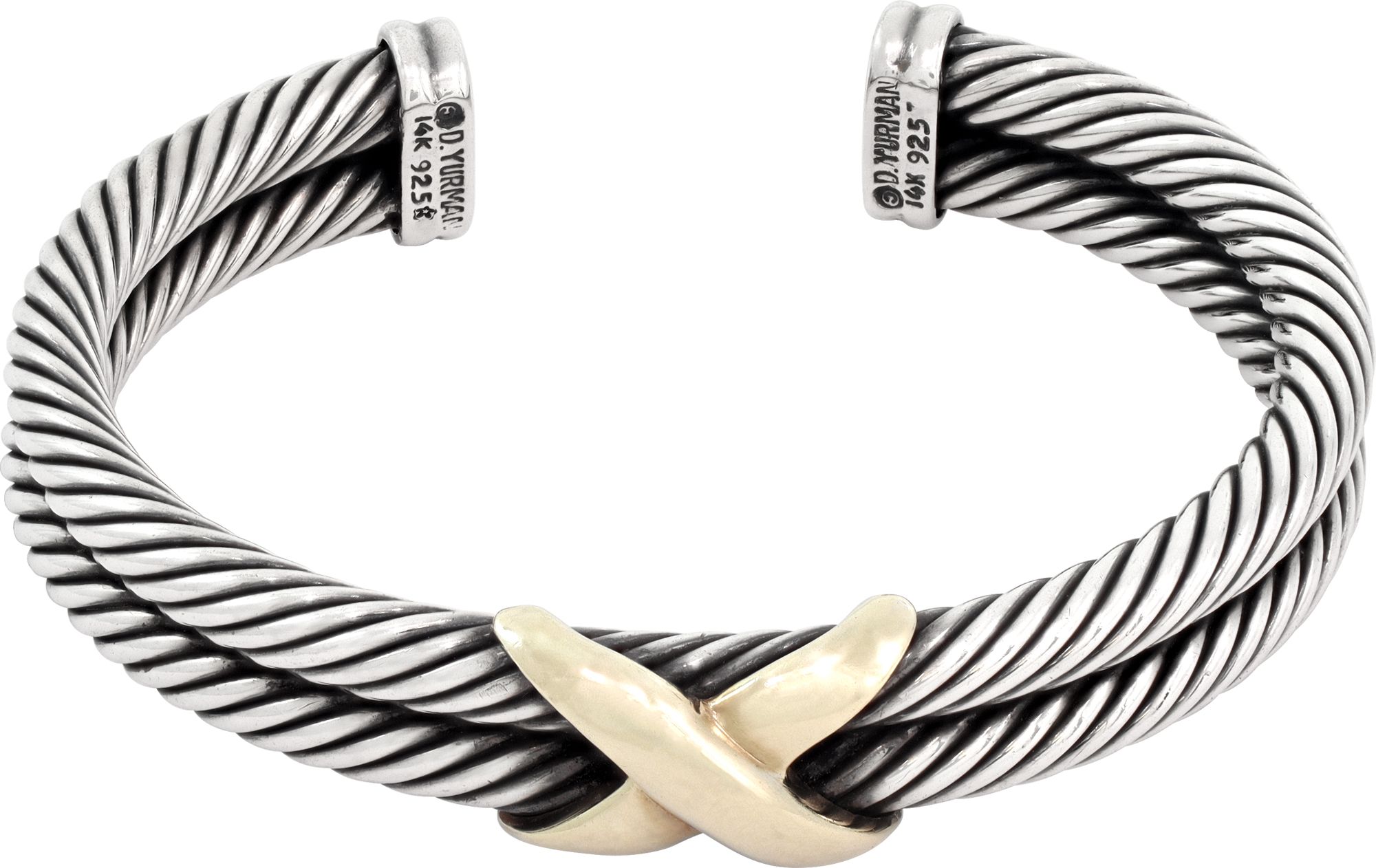 DAVID YURMAN ブレスレット 14K David Yurman X Classic Cable Station Bracelet in sterling silver