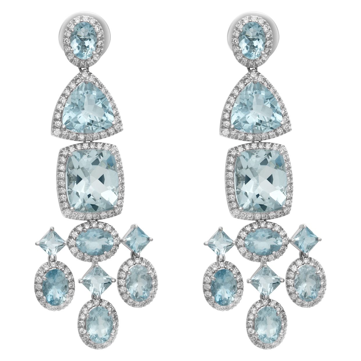 18K White Gold Aquamarine & Diamond Earrings main image 1