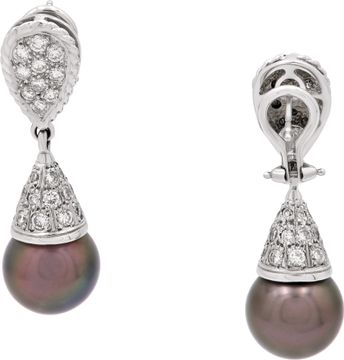 Diamond 18k white gold with Tahitian pearls