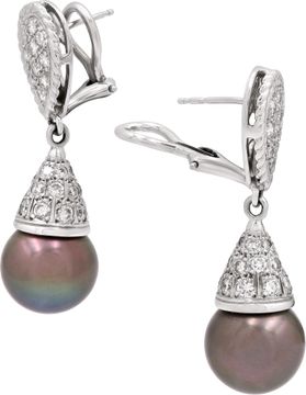 Diamond 18k white gold with Tahitian pearls