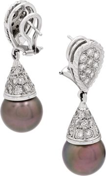 Diamond 18k white gold with Tahitian pearls