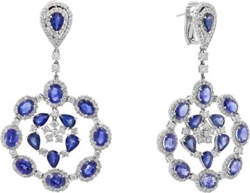 Diamond and Blue Sapphire Earrings in 18k White Gold Diamond and Blue Sapphire Earrings in 18k White Gold Earring Collection