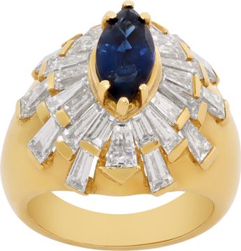 Diamond and blue sapphire ring in 18k Ring Collection