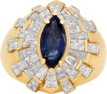 Diamond and blue sapphire ring in 18k
