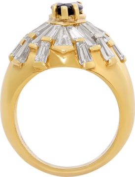 Diamond and blue sapphire ring in 18k