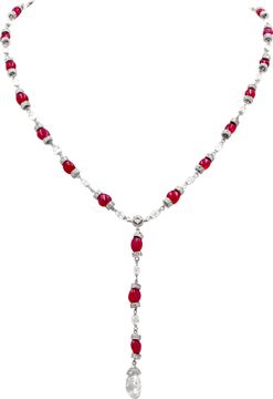 Diamond and Burma Ruby Necklace in 18k White Gold Diamond and Burma Ruby Necklace in 18k White Gold Necklace Collection
